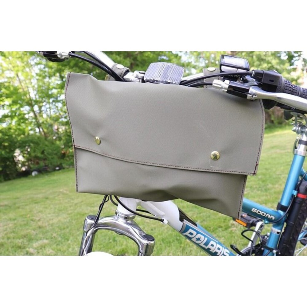 olive green LARGE bicycle bike handlebar bag straight flap cruiser vintage style